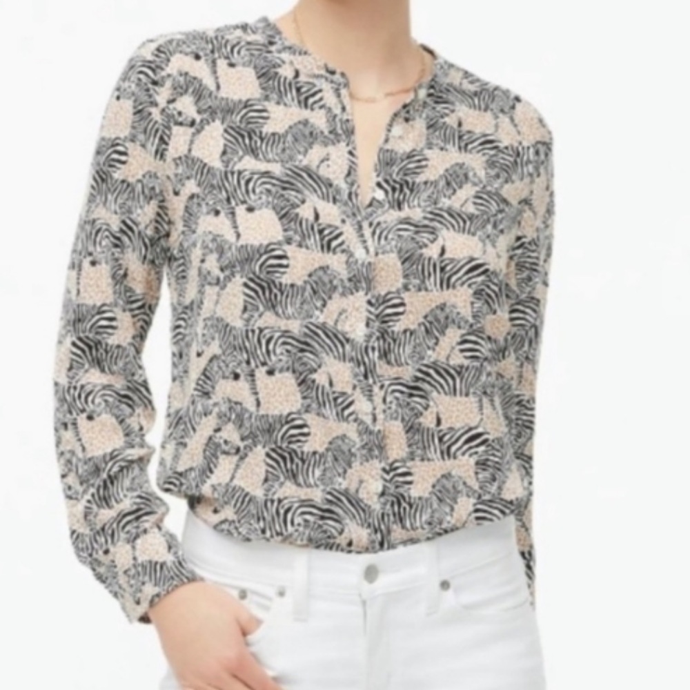 J. Crew Cheetah Zebra Print Button Up
